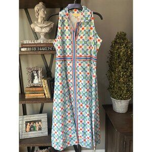 IslaPayal Windsor Midi Shirt Dress White Red Blue Womens Size Small